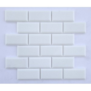 2x4 Thassos White Polished Deep Beveled Marble Mosaic 